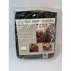 Tennessee Woolen Mills Throw Blanket 50 X 60 Blue Green Plaid Fringe Vintage